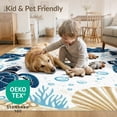 thumbnail image 4 of ODIKA 6'x9' Washable Area Rug Animals Turtle Starfish Nautical Ocean Border Motif Scattered for Dining Room, Under Table, Office Décor, Non-Slip Chair-Friendly, 4 of 7