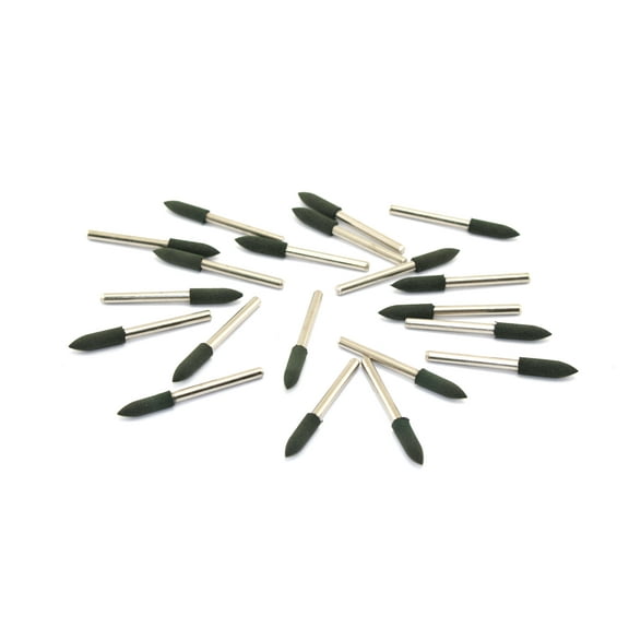 TEMO 20 pc 4 mm (5/32 Inch) Bullet Rubber Rotary Tool Polishing Burr with 1/8 Inch (3 mm) Shank for Dremel and Compatible