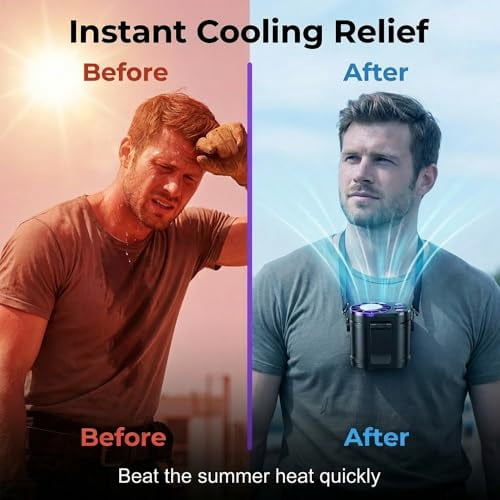 2026 New Car Clip on Air Conditioner Fan with LED Display, 360° Rotation Personal Cooling Fan, Portable Mini Cooling System for Auto Vehicle USB Rechargeable, for Cars, Work, Camping