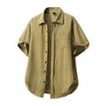 thumbnail image 5 of YOIAVAIOY Hawaiian Shirt for Men Button Down Short Sleeve Shirts Lightweight Casual Summer Beach Shirts Army Green L, 5 of 6
