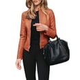 thumbnail image 2 of Faithtur Veste en Similicuir pour Femme, Coupe Ajustée, Moto Biker, Manches Longues, 2 of 4