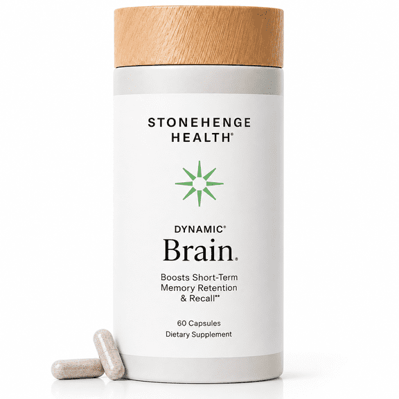 Stonehenge Health Dynamic Brain – BacoMind® Bacopa Monnieri Nootropic – Memory, Recall & Retention – 40 Brain-Boosting Ingredients – Phosphatidylserine, Huperzine A, DHA & Choline – Non-GMO, 60 Caps