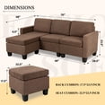 thumbnail image 7 of Vineego Linen Fabric L-shape Sofa Sectional Couch for Living Room, Brown, 7 of 7