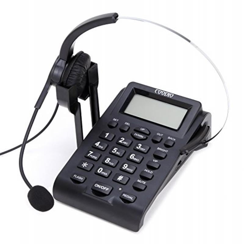 dialpad with headset, coodio corded phone [call center] telephone with