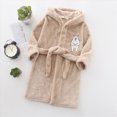 thumbnail image 2 of HFHAPW Boys Girls Robes Kids Toddler Flannel Hooded Bathrobe Pajamas Sleepwear 1T 2T 3T 4T 5T 6T 7T 8T(Khaki,2-3 Y), 2 of 7