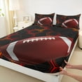 thumbnail image 3 of Homewish Geometric Hexagon Twin Sheet Sets,Rugby Football Sport Twin Fitted Sheet,Red Black Flat Sheet For Boys,Super Cozy Room Decor,3pcs, 3 of 7