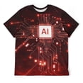 thumbnail image 3 of LAOLIUSN Men's AI Artificial Intelligence Graphic T-Shirt, Futuristic Techwear All Over Print Tee, M, 3 of 7