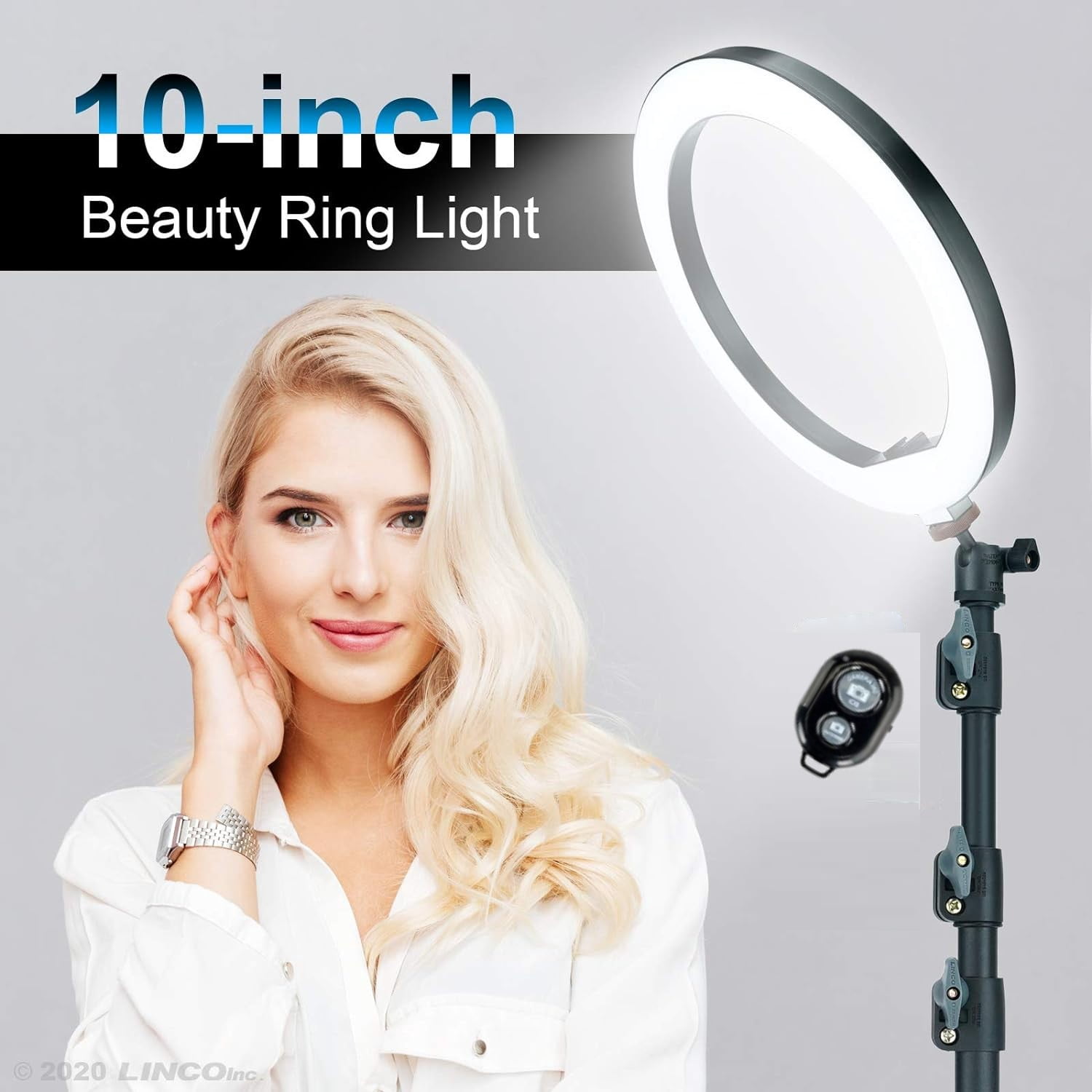 LINCO T-Shape Backdrop Stand with Green Screen & 10" Ring Light Stand Lighting Kit for TikTok