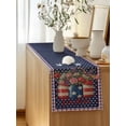 thumbnail image 5 of Table Runner 108 Inches Long for Kitchen Dining, Independence Day Dresser Scarf Farmhouse, Dining Table Decorations for Wedding/Parties, US Flag Stars Spring Flowers Retro Blue 13 x 108 In, 5 of 8