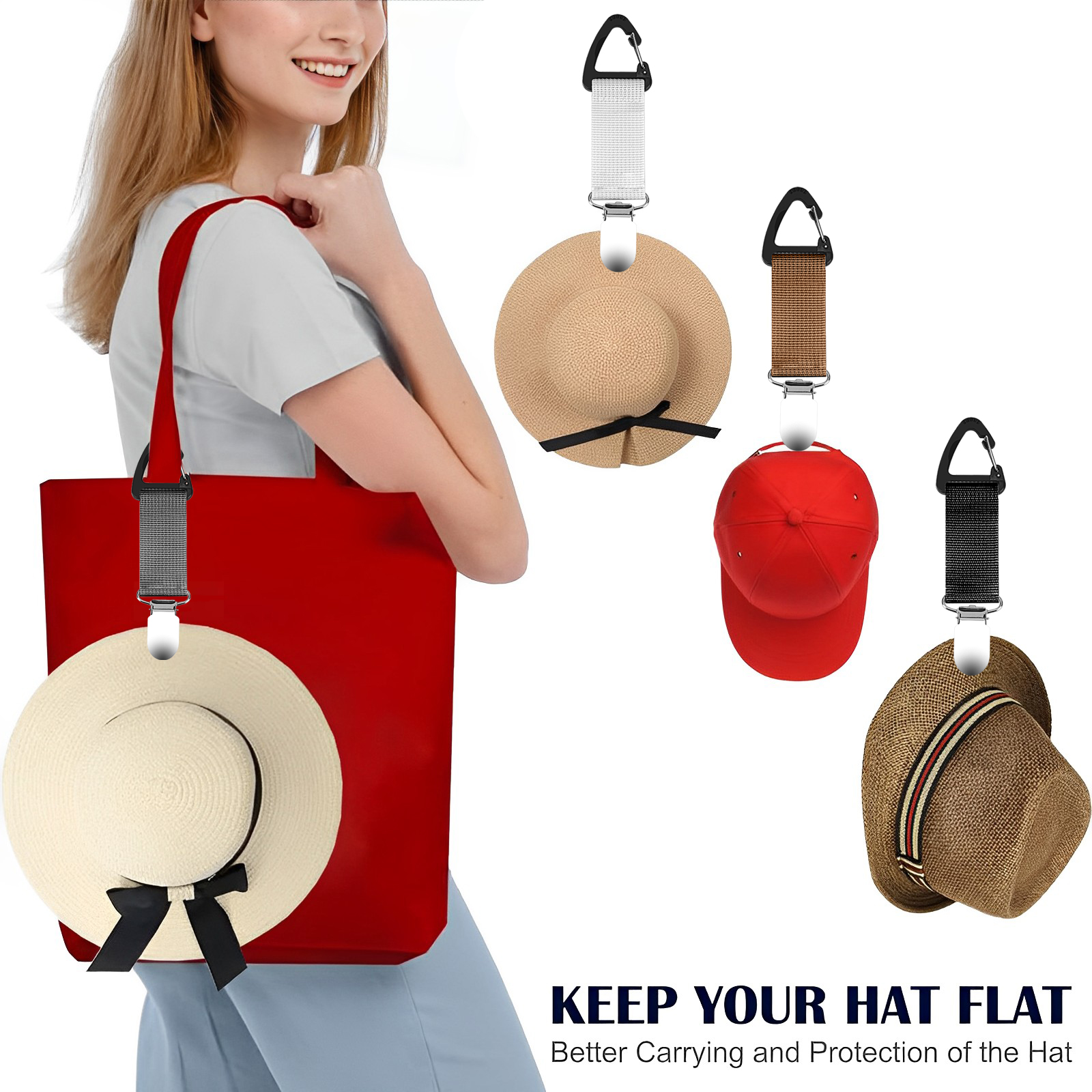 DODAMOUR 6 Pack Hat Clip for Travel on Bag, Elastic Hat  display picture 3