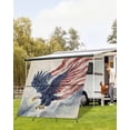 thumbnail image 4 of 4th of July RV Awning Sun Shade Screen 9'X7' Bald Eagle Mesh Sunscreen Watercolor Patriotic Waving American Flag Awning Shade Screen with Zipper UV Blocker Completed Kits for RV Motorhome Camper, 4 of 7