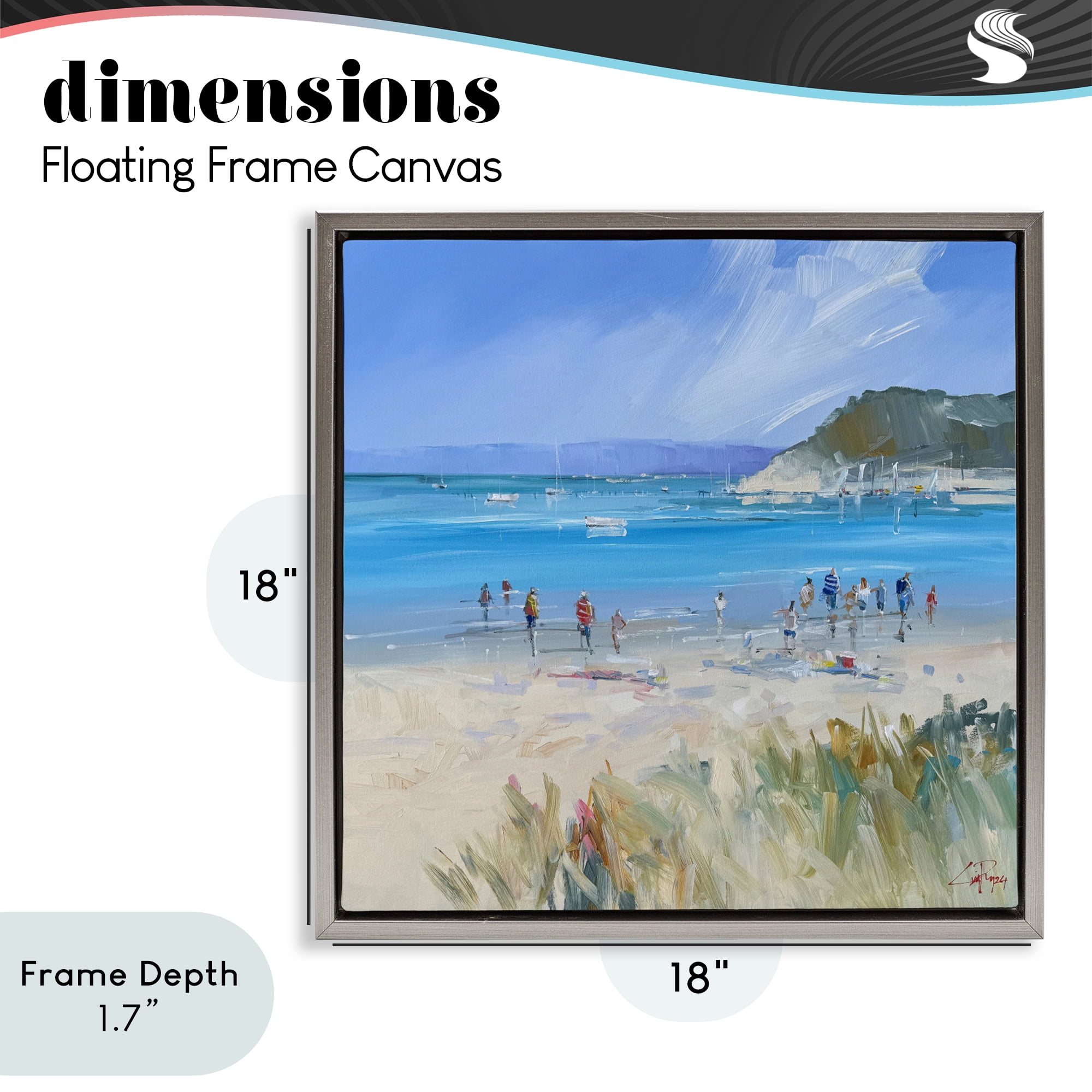 Stupell Industries Summer Sorrento Beachgoers Gray Framed Floater Canvas Wall Art, design by Craig Trewin Penny