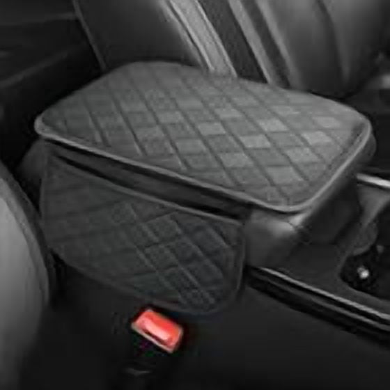 Car Armrest Cushion with Side Storage Diamond-Stitched Quilted Leather Memory Foam Center Console Pad, Ergonomic and Waterproof Design, Universal Fit for Cars and SUVs