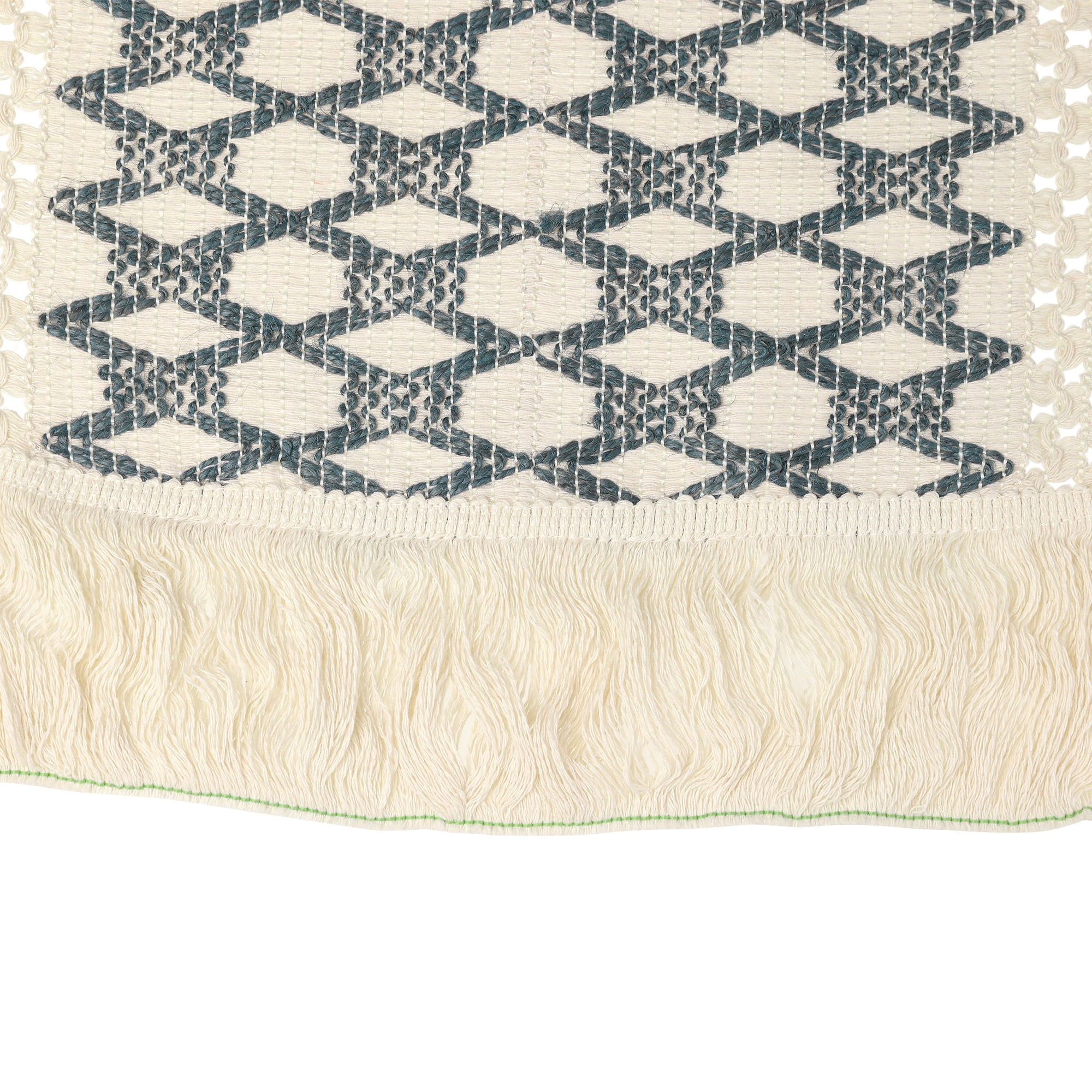 Unique Bargains 1 Pack Row of Fringe Table Runners Floral Table Banner Dark Blue 12"x87"