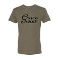 thumbnail image 2 of Wild Bobby Grace Wins Script Inspirational/Christian Men Premium Tri Blend Tee, Military Green, Medium, 2 of 5