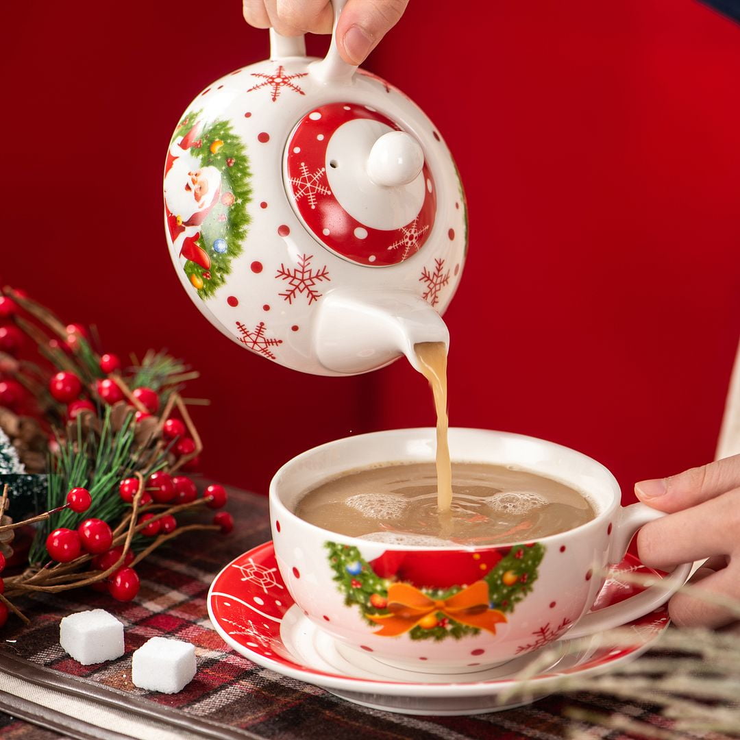 VEWEET Santaclaus 7.4 oz. Multi-colors Porcelain Christmas Espresso Cups  and Saucers Set (Service for 6) SANTACLAUS-6CPS - The Home Depot