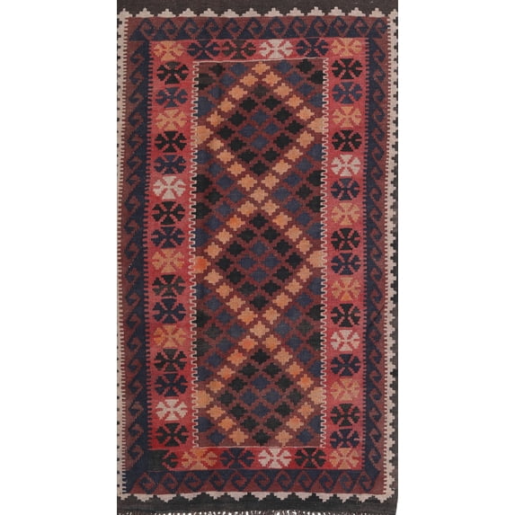 Ahgly Company Machine Washable Indoor Rectangle Traditional Chestnut Brown Area Rugs, 2' x 5'