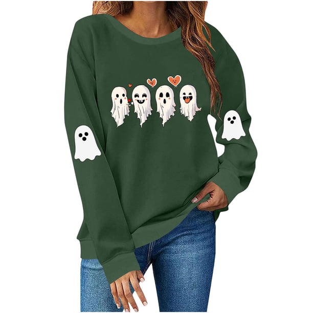 Ailaofu Halloween Cute Sweatshirt For Women Long Sleeve Pullover Graphic Basic Tops Casual Fall Fashion Sweatshirts
