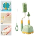thumbnail image 3 of Green 3-In-1 Baby Silicone Bottle Brush Set (Baby Bottle Brush Set, Bottle Cleaning Brush), 360° Rotation Bpa-Free Silicone Thorough Deep Clean Nipple Brush for Nipple Cleaning Dishwasher Sink, 3 of 9