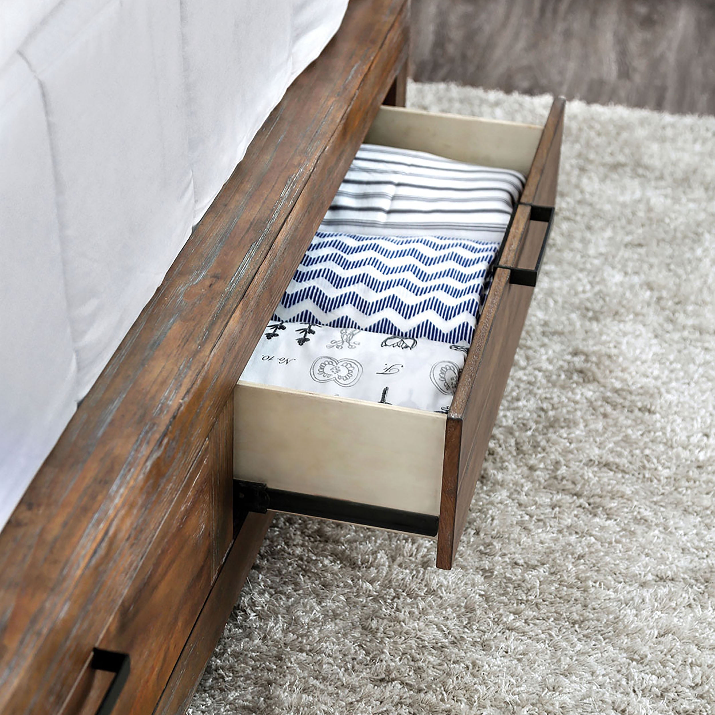 Furniture of America Perrie Platform Bed, California King, Weathered Oak