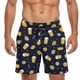 thumbnail image 3 of Ceisia Men's Beer & Lemon Print Beach Shorts | 4-Way Stretch Drawstring Swim Trunks (Navy Blue) Gifts, 3 of 5