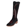 thumbnail image 6 of Cowgirl Cowboy Boots for Women Embroidered Pull on Knee High Boot Chunky Stacked Heel Western Country Shoes, 6 of 7
