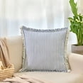 thumbnail image 2 of XIBUFE 2026 New Decorative Throw Pillows for Couch 18X18 Inch Farmhouse Accent Square Throw Pillow Striped Patchwork Linen Spring Pillows for Sofa Couch Chair Bedroom,1Pack,Blue, 2 of 5
