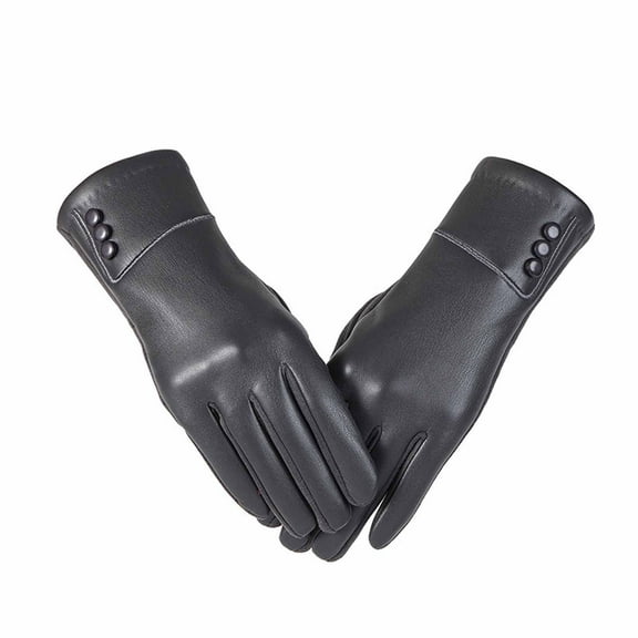Touchscreen Enabled Winter Gloves for Women Leather Material Cold Protection Windproof Design for Driving and Cycling - One Pair Included