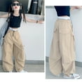 thumbnail image 6 of Kids Cargo Pants Relaxed Fit Cargo Joggers Elastic Waist Khaki Cargo Pants with Pocket Girls Clothing Size 4-5 Years, 6 of 7