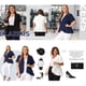 thumbnail image 4 of Blazers de mujer de talla grande Agnes Orinda para oficina, manga corta, con botones y bolsillos, 1X negro, 4 of 8