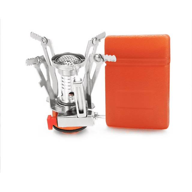 Réchaud de Camping Portable Mini Réchaud Coupe-Vent Allumage Valve Ajustable Extérieur
