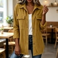 thumbnail image 7 of Corduroy Jacket for Women Trendy Long Sleeve Button Down Fall Shackets Oversized Lightweight Casual Coats with Pockets Yellow S, 7 of 7
