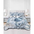 thumbnail image 2 of Quilts Queen Size Bedding Set, Blue Turtle Coastal Reversible Summer Quilt 3 Pieces, Summer Beach Coral Conch Shell Lightweight Bedspreads Coverlets with 2 Pillow Shams for All Seasons, 2 of 5