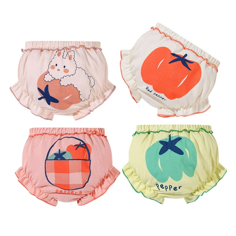 Girls Underwear Kids Under Cute Print Shorts Cotton Briefs Trunks 4Pcs  Panties Red 100 7Y-8Y 