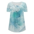 thumbnail image 5 of JGGSPWM Women Tops Plus Size Hide Belly Tunic Short Sleeve T Shirts 2023 Summer Button Up Henley Shirts Cute Tshirt Dressy Casual Blouses Pleated Swing Tunics 8-Marble PrintLight Blue S, 5 of 5