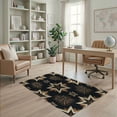thumbnail image 2 of ODIKA 4'x6' Washable Area Rug Stain Resistant, Low Pile, Easy Care Motif Farmhouse Border Concentric Ring Spiral Primitive Folk Refined Structured for Dorm Room, Small Living, 2 of 7
