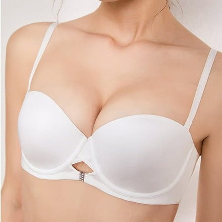 

Summer Savings Clearance 2023! Loopsun Womens Bras Wireless Solid Push Up Sexy Breathable Traceless Glossy Lingerie Everyday Bras White