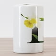 thumbnail image 3 of Letter D Ceramic Toothbrush Holder, Black D Silhouette Entangled with Growing Daffodils with Flowers, Decorative Versatile Countertop for Bathroom, 4.5" X 2.7", Yellow Green Black, 3 of 4