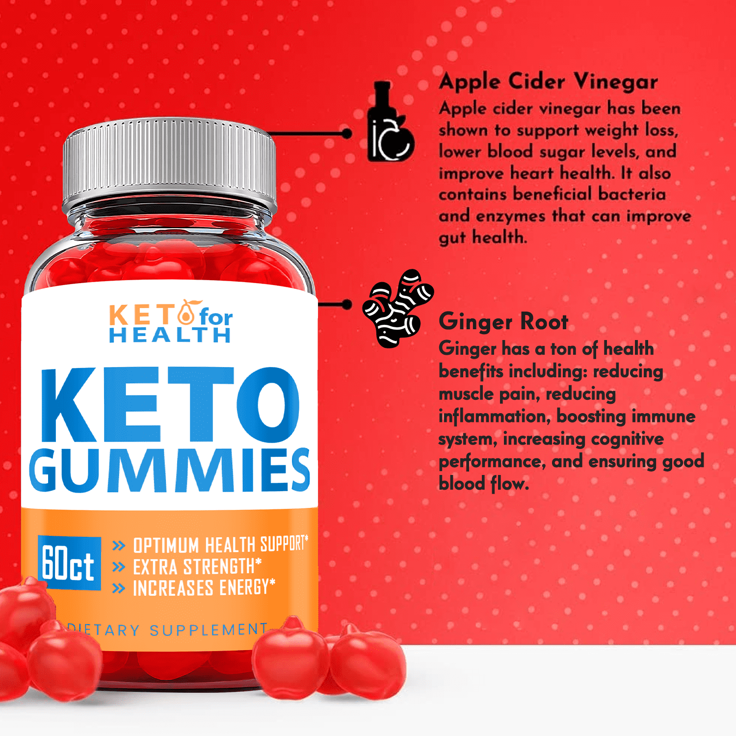 (2 Pack) Keto for Health Keto ACV Gummies - Supplement for Weight Loss - Energy & Focus Boosting Dietary Supplements for Weight Management & Metabolism - Fat Burn - 120 Gummies