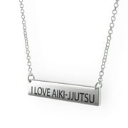 I Love Aiki-jjutsu Women's Bar Pendant Necklace Sterling Sliver