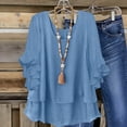 thumbnail image 5 of Women's Summer Round-Neck Casual Half Sleeve Ruffle T-Shirt Top, 5 of 5