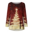 thumbnail image 4 of CEHVOM Chemises Décontractées à Manches Longues pour Femmes Chandail Tunique Ample Hauts Imprimé de Noël Blouse à Col Rond, 4 of 5