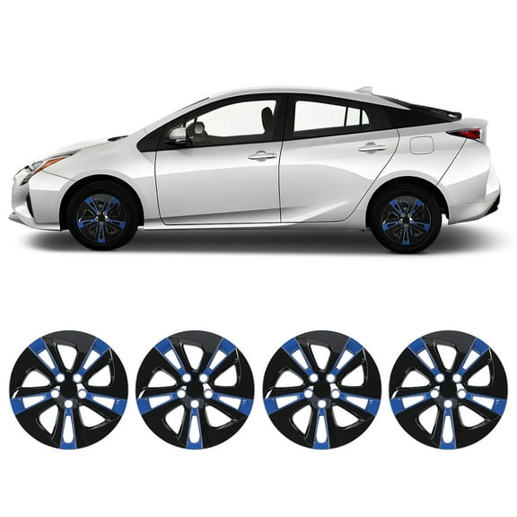 4Pcs 15" Wheel Rim Cover Hubcaps OEM Style for 2016-2022 Toyota Prius/Prime & 2020-2024 Corolla Hybrid Replacement Snap on Hub Cap(Black Lacquer & Blue Lacquer)