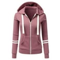 thumbnail image 2 of WEIYLL Cardigans for Women Trendy Sports Solid Color Zipper Hooded Jack Pink Fall Tops Casual ,XL, 2 of 5
