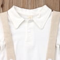thumbnail image 4 of Baby Boy Clothing Set Outfits 3pcs Short Sleeve Gentleman T-Shirt Romper Jumpsuit +Overall Shorts Summer Party Outfits, 4 of 8