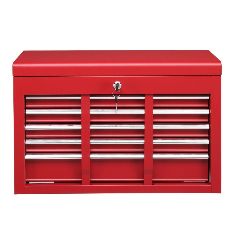 IVV 23.8" Portable Tool Box w/ 5 Drawers & Top Storage, 330lbs Load Lockable Metal Tool Chest Cabinet with Handles for Garage, Warehouse, Repair Shop & Home (Red)