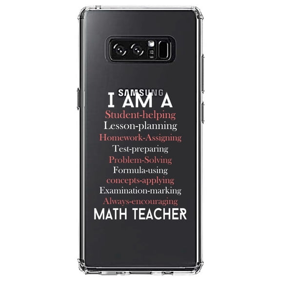 DistinctInk Clear Shockproof Hybrid Case for Samsung Galaxy Note 8 - TPU Bumper Acrylic Back Tempered Glass Screen Protector - Teacher Student Helping Homework Encourage