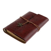 Angle View: Leather Journal Notebook Portable Loose Leaf Blank Notebook Red-brown