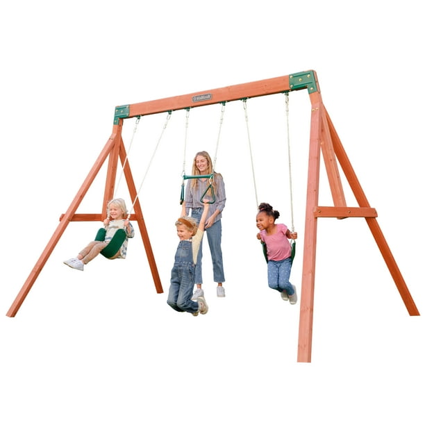 KidKraft Aviator Wooden Swing Set with Belt Swings and Acrobar