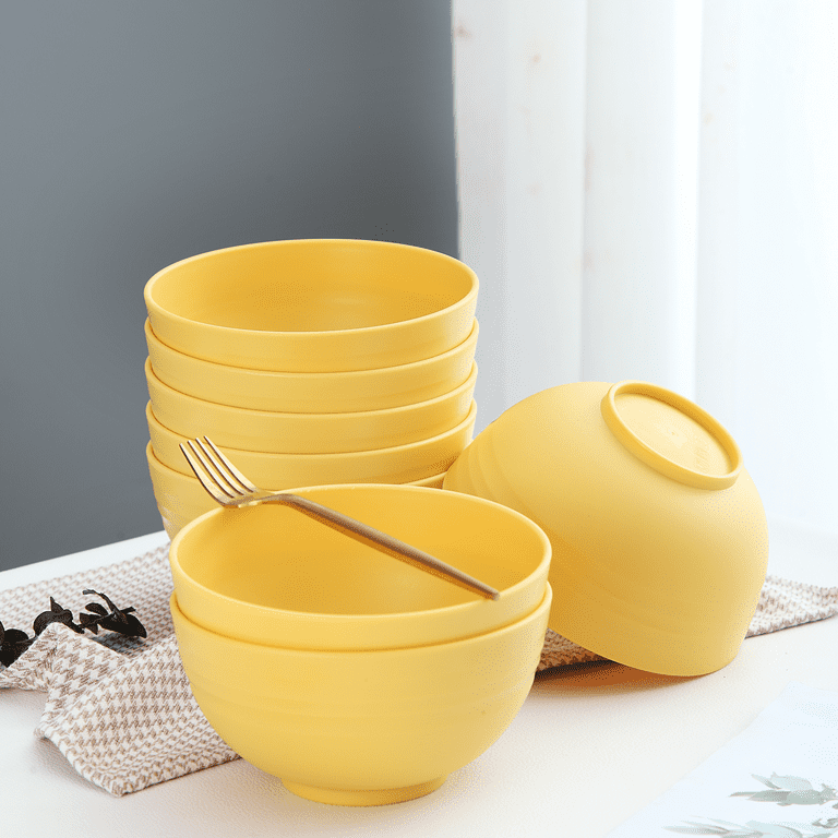 ReaNea Gold Yellow Cereal Bowls 4 Pieces, Unbreakable And Reusable